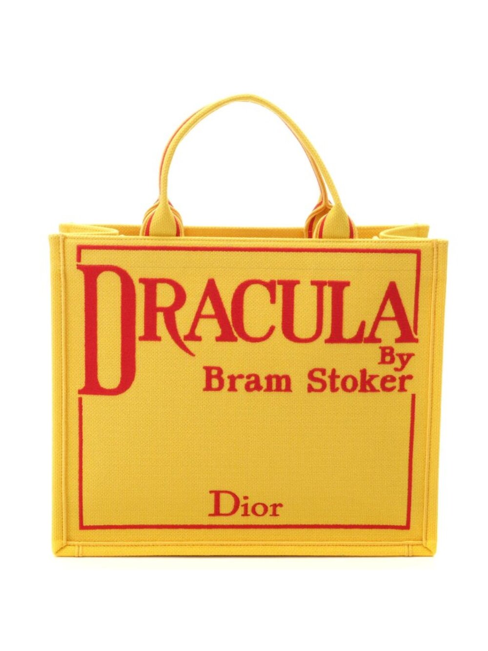 Dior Book Cover Dracula Tote Medium Yellow Red Canvas